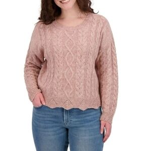 Lucky Brand XXL Women's Pink Cable Knit Sweater